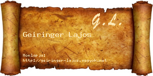 Geiringer Lajos névjegykártya